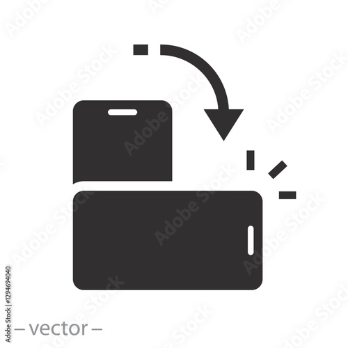 horizontal rotate screen of mobile, phone turn or tilt icon, flat vector illustration
