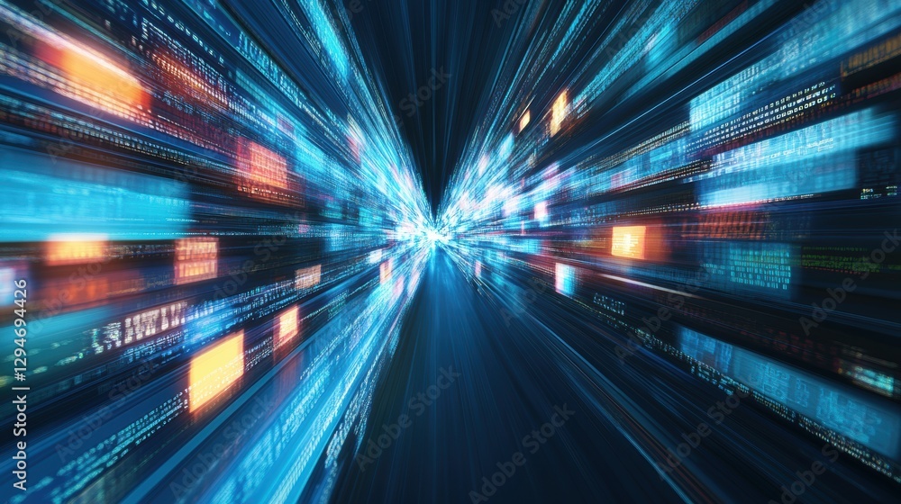 Obraz premium Digital acceleration data flow in a virtual environment abstract concept dynamic viewpoint