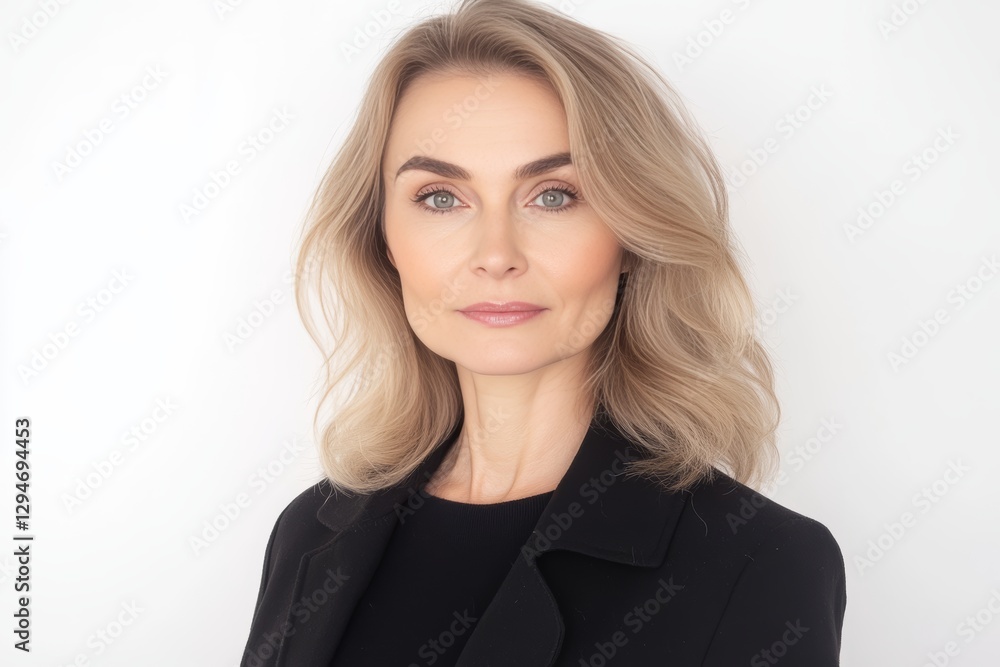 Confident businesswoman in a black blazer posing for a corporate portrait Confident businesswoman in a black blazer posing for a corporate portrait