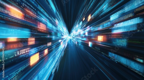 Digital acceleration data flow in a virtual environment abstract concept dynamic viewpoint