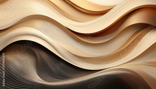 Abstract Fluid Waves in Warm Earth Tones - Modern Digital Art