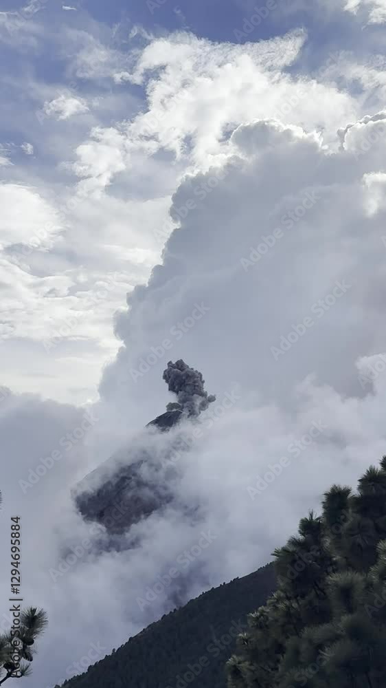 Eruption of Fuego volcano near Antigua, Guatemala