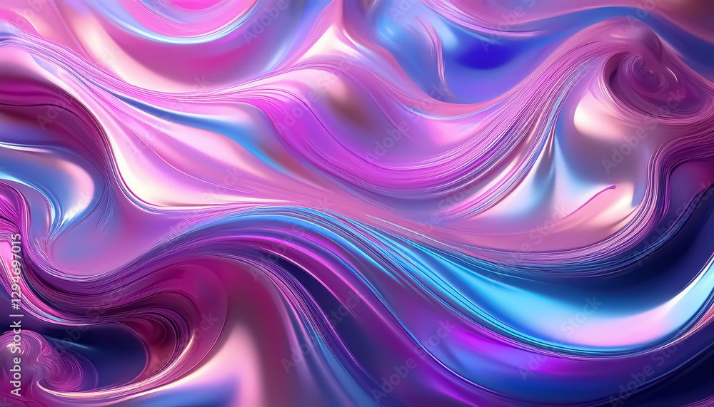 Fototapeta premium Vibrant Abstract Fluid Art with Iridescent Waves and Swirls 