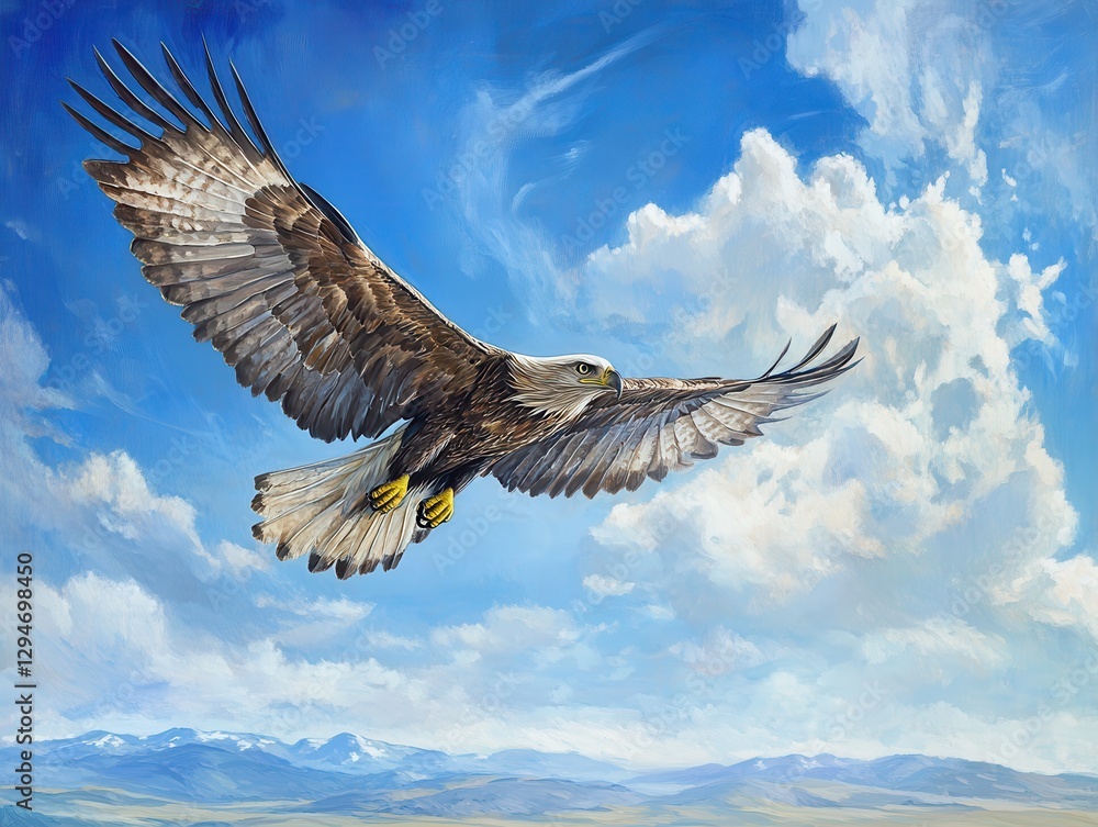 Obraz premium Majestic Eagle Soaring High: A Symbol of Freedom and Power in Nature's Sky