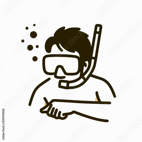 vector illustration of people snorkeling on the beach