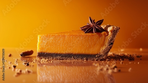 Wallpaper Mural Close-up of a slice of orange pie. A pumpkin pie with whipped cream and whipped cream on top. Isolated background isolated on a white background. Detailed view of a piece of orange pie lifestyle. Torontodigital.ca