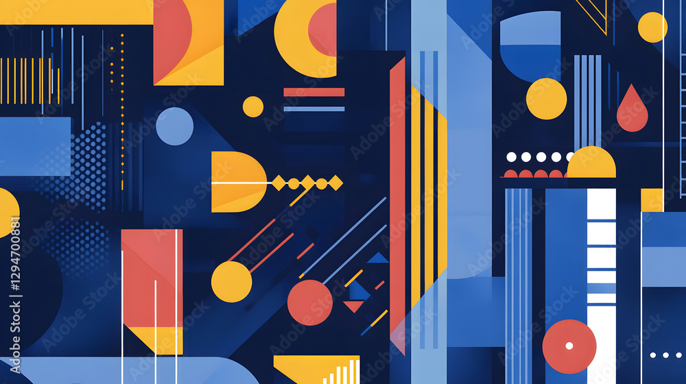 Blue background with geometric patterns and diagonal lines, vector illustration
Blue background with geometric patterns and diagonal lines, vector illustration