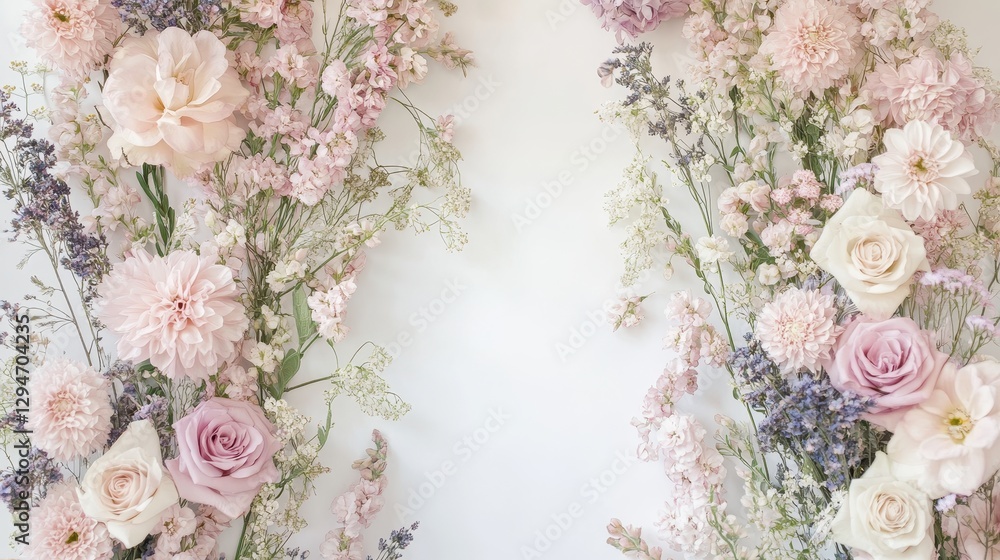 A beautiful arrangement of soft pink and white flowers, creating an enchanting floral backdrop. A beautiful arrangement of soft pink and white flowers, creating an enchanting floral backdrop.