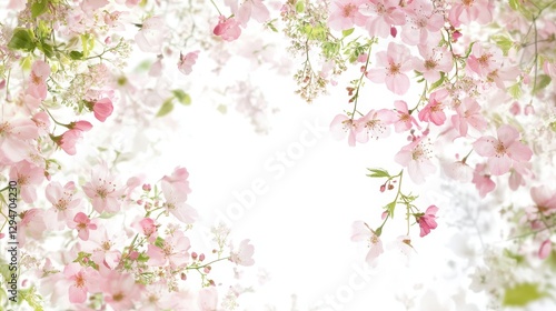 Wallpaper Mural A dreamy floral scene featuring delicate pink cherry blossoms framing a bright white background. Torontodigital.ca