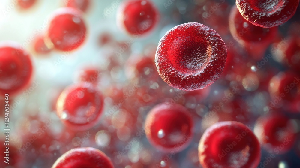 Microscopic Red Blood Cells Flowing, Healthcare Illustration (1) Microscopic Red Blood Cells Flowing, Healthcare Illustration (1)