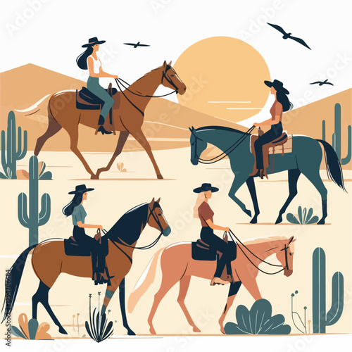 vector illustration of a person riding a horse
