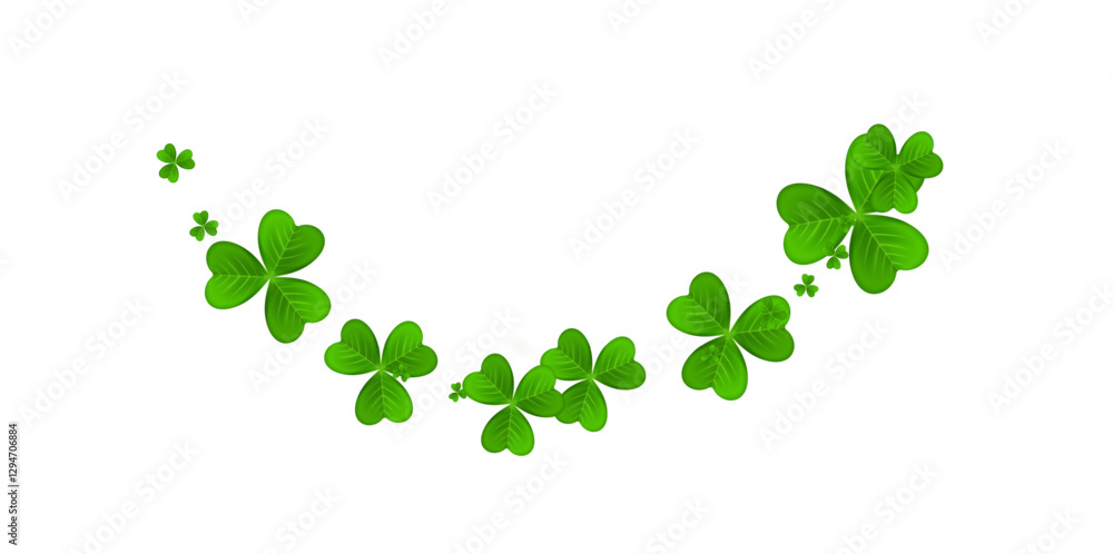 Realistic shamrock wreath element. Round clover frame. Green leaves Realistic shamrock wreath element. Round clover frame. Green leaves