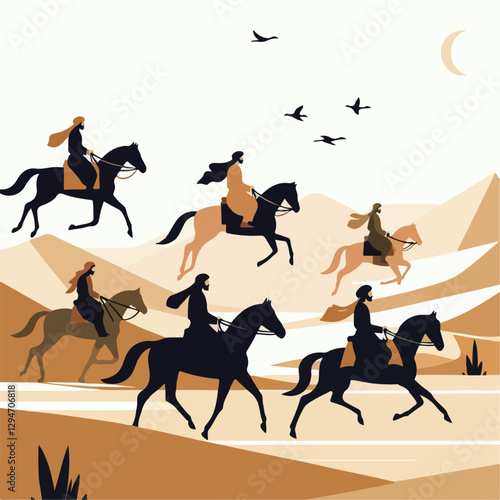 vector illustration of a person riding a horse