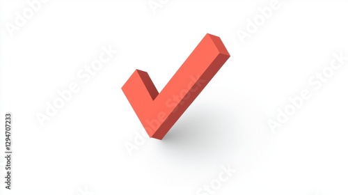 Free Download A three-dimensional red check mark on a clean white background, symbolizing approval or completion. - GFXLoad