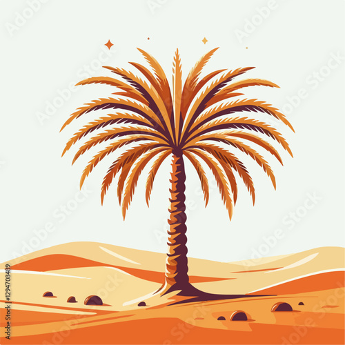 vector illustration of date palm trees in the desert