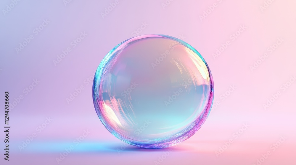An iridescent bubble reflecting soft pastel colors in a serene atmosphere. An iridescent bubble reflecting soft pastel colors in a serene atmosphere.