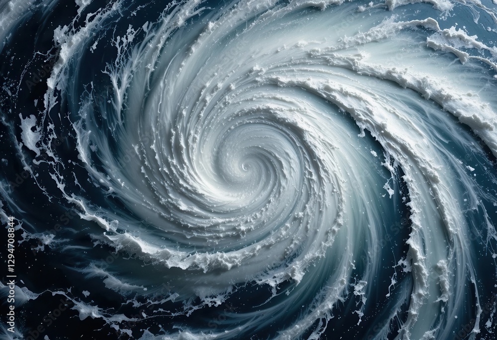 Powerful swirling storm formation over ocean waters Powerful swirling storm formation over ocean waters