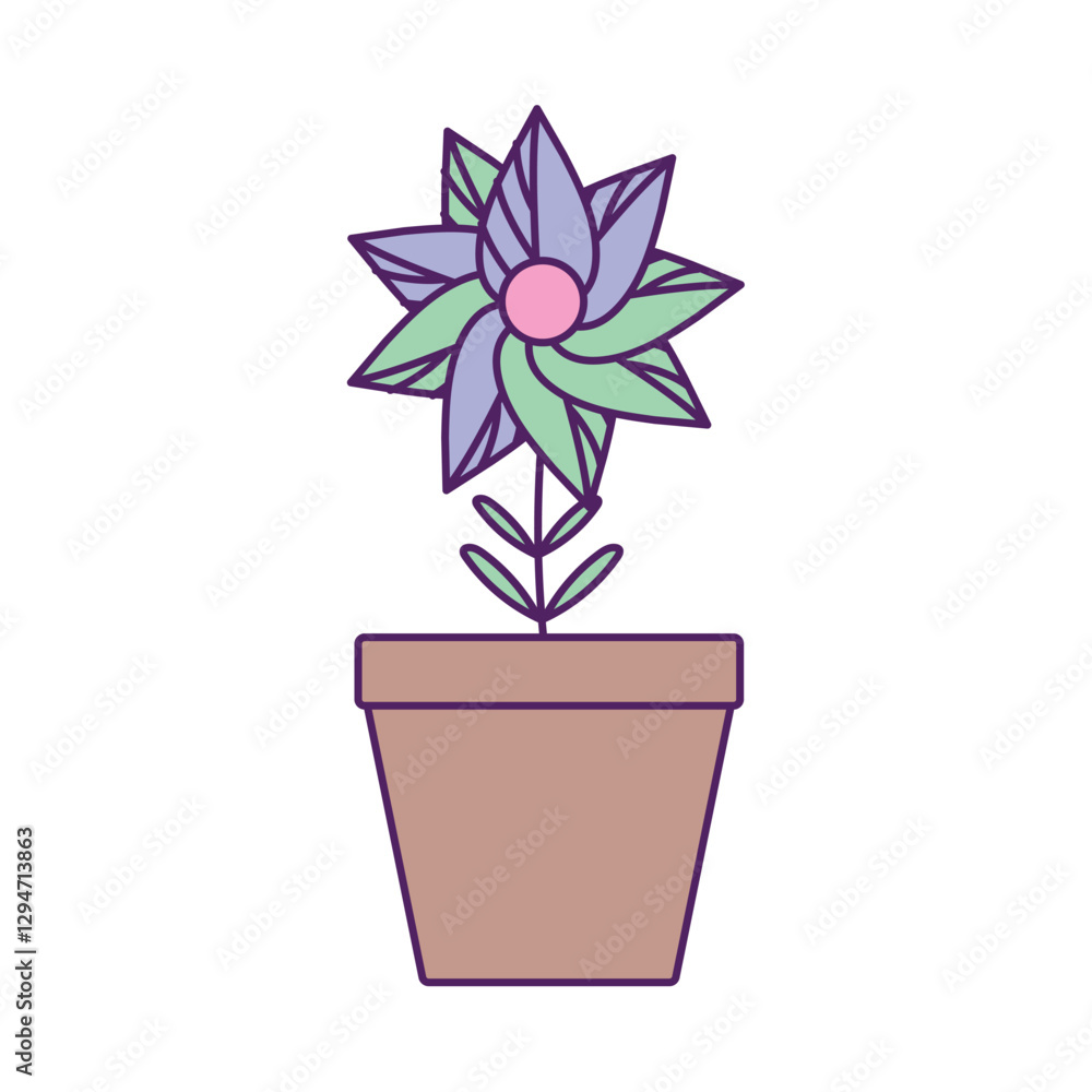 Fototapeta premium Vector image of a potted plant icon with a white background