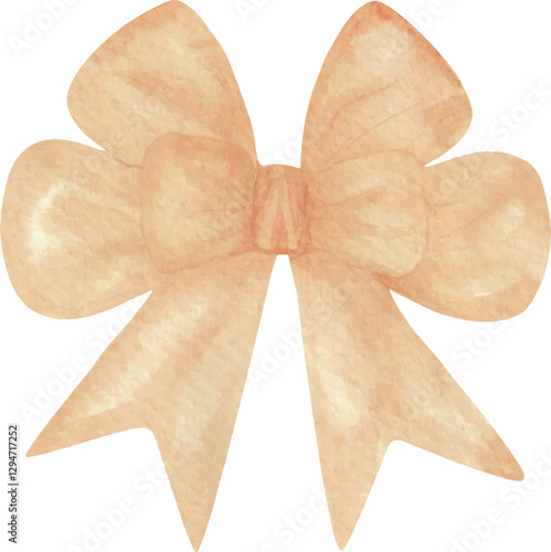 orange bow, beige bow, vector illustration, watercolor style, satin bow, festive, Greeting cards, invitations, birthday, party, baby shower, event, holiday, wedding card, baby shower	