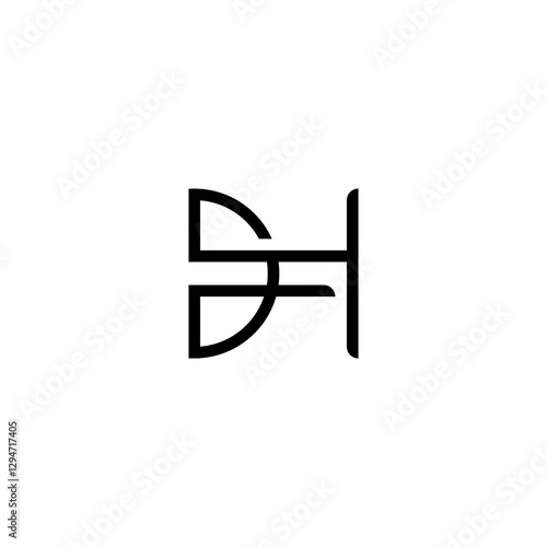 letter dh initial logo monogram vector black color