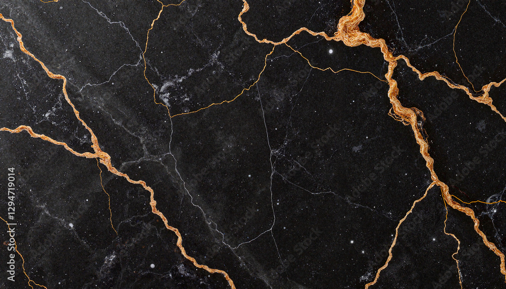 Obraz premium Elegant black marble with golden veins, sophisticated interior design