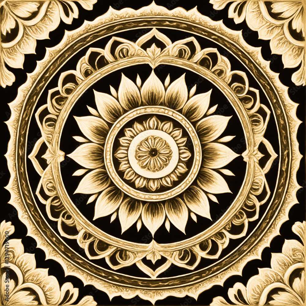 Obraz premium round ornamental mandala lace pattern, colorful geometric chakra, design illustration wallpaper 