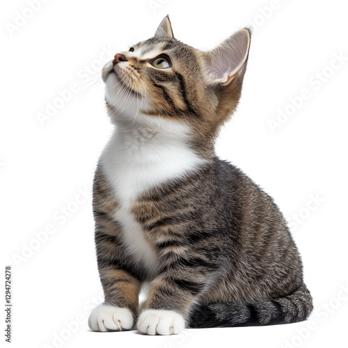 Playful Kitten Gazing Upwards With Curiosity in a Bright Indoor Setting