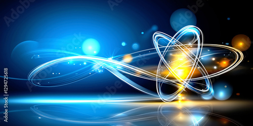 Futuristic energy flow with glowing atom design and vibrant technology glow