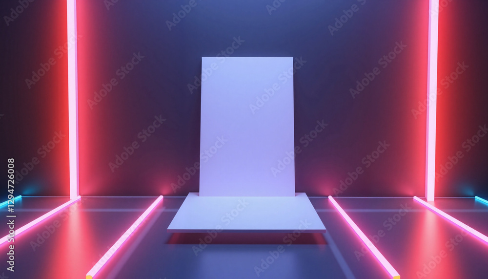 Futuristic A4 paper mockup on sleek acrylic desk, high-tech design Futuristic A4 paper mockup on sleek acrylic desk, high-tech design