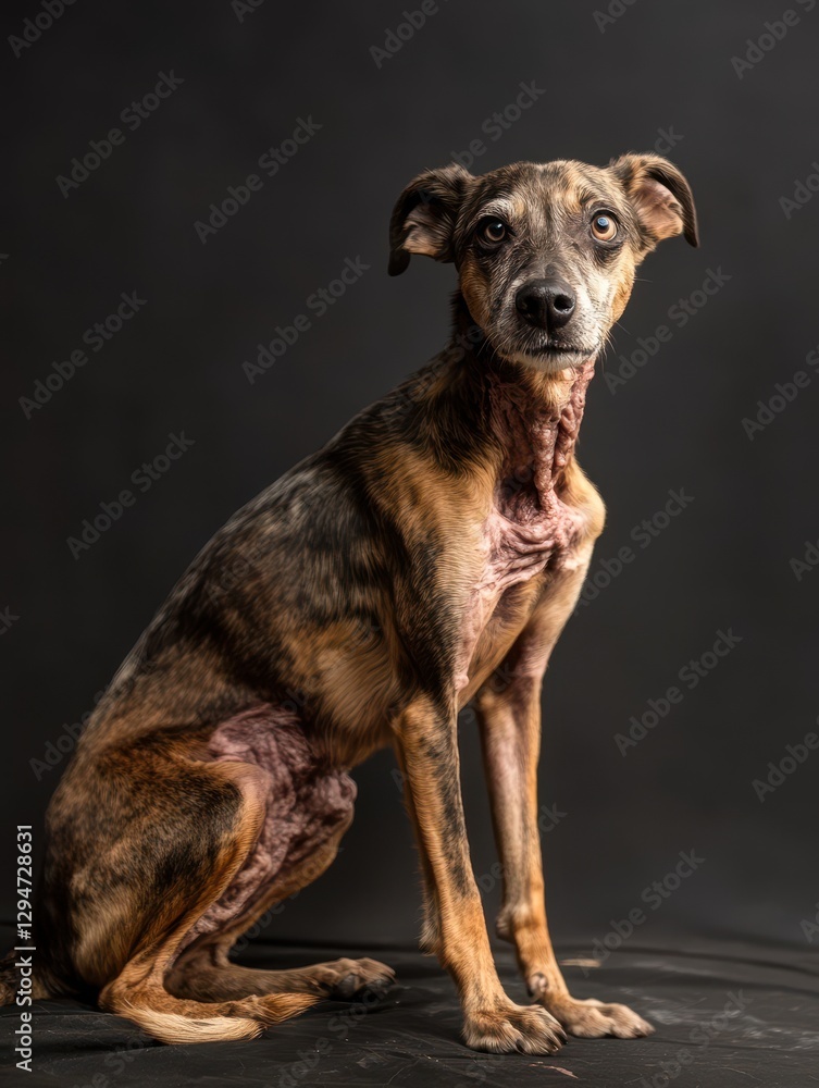 Portrait of a Rescued Dog with Scars Portrait of a Rescued Dog with Scars