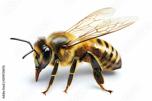 Honeybee illustration on white background for educational use