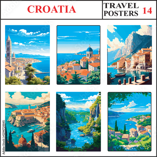 Croatia Split Dubrovnik Makarska Travel Poster Wall Art Print Collection Set Part 14