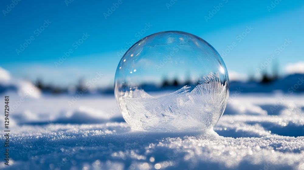 Frozen Beauty, A Delicate Soap Bubble Encapsulated in Winter's Embrace Frozen Beauty, A Delicate Soap Bubble Encapsulated in Winter's Embrace
