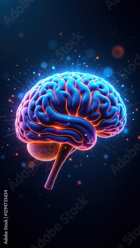 Wallpaper Mural Brain illustration with glowing connections set against a cosmic backdrop, symbolizing artificial general intelligence or AGI. Torontodigital.ca