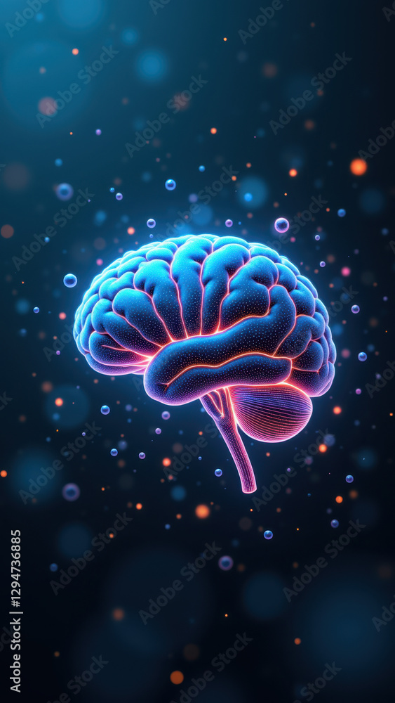 Fototapeta premium Illustration of artificial general intelligence with a brain graphic.