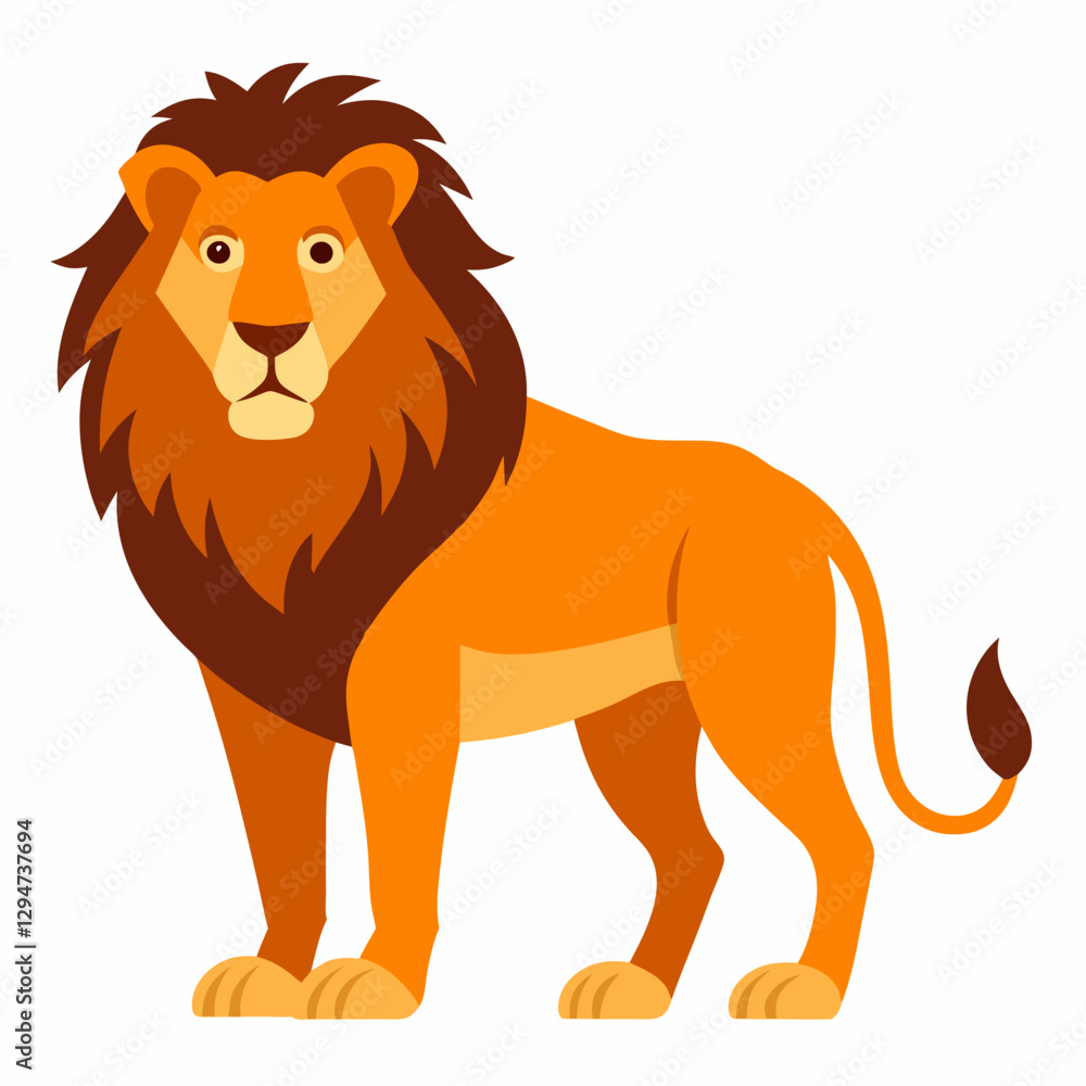 Obraz premium Сartoon african lion .Cute animal. Suitable for children's books, sticker, mascot, logo.Vector illustration on white background 