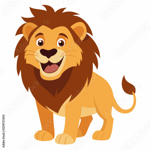 Сartoon lion .Cute animal lion cub.Suitable for children's books, sticker, mascot, logo.Vector illustration on white background 
