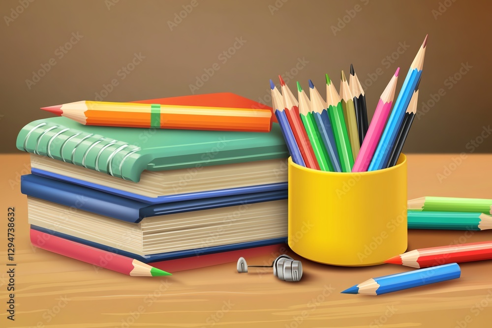 Back to school design elements, vector illustration, school supplies, notebooks, pencils, backpacks, colorful and playful design, perfect for educational themes Back to school design elements, vector illustration, school supplies, notebooks, pencils, backpacks, colorful and playful design, perfect for educational themes
