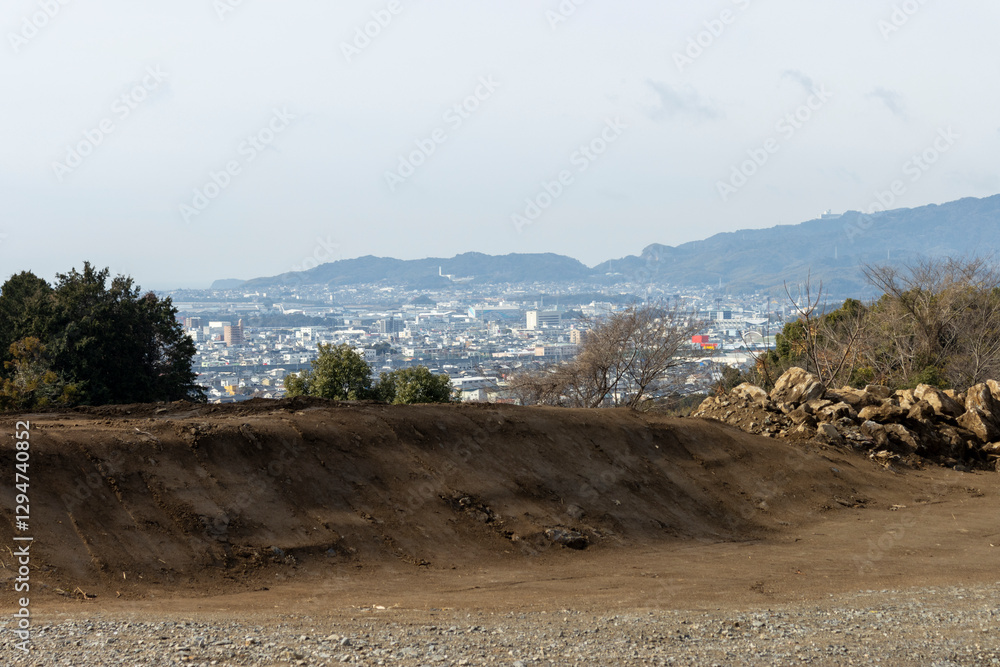 名豊道路 工事中の蒲郡バイパスから見た愛知県蒲郡市の風景