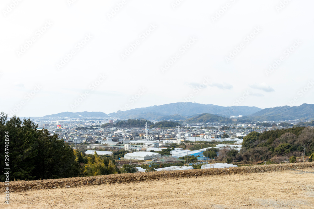 名豊道路 工事中の蒲郡バイパスから見た愛知県蒲郡市の風景