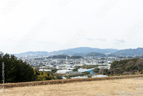 名豊道路 工事中の蒲郡バイパスから見た愛知県蒲郡市の風景