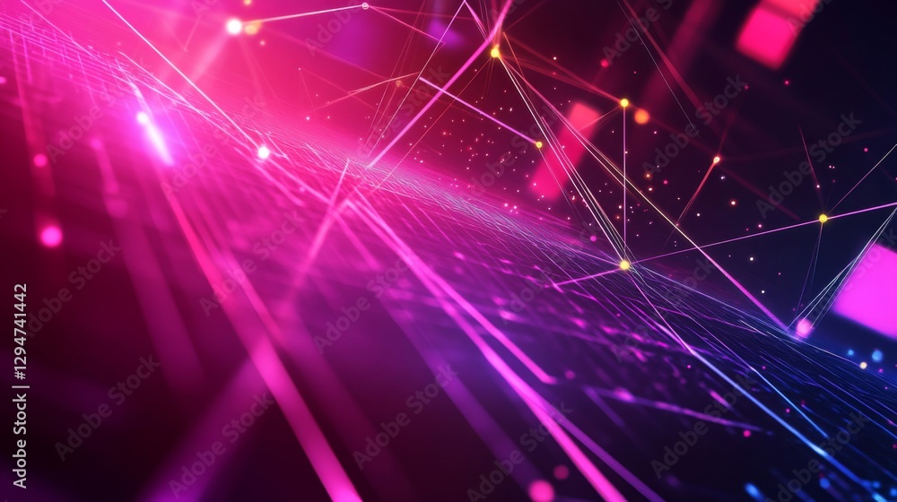 Fototapeta premium Abstract Pink And Purple Network Data Connections