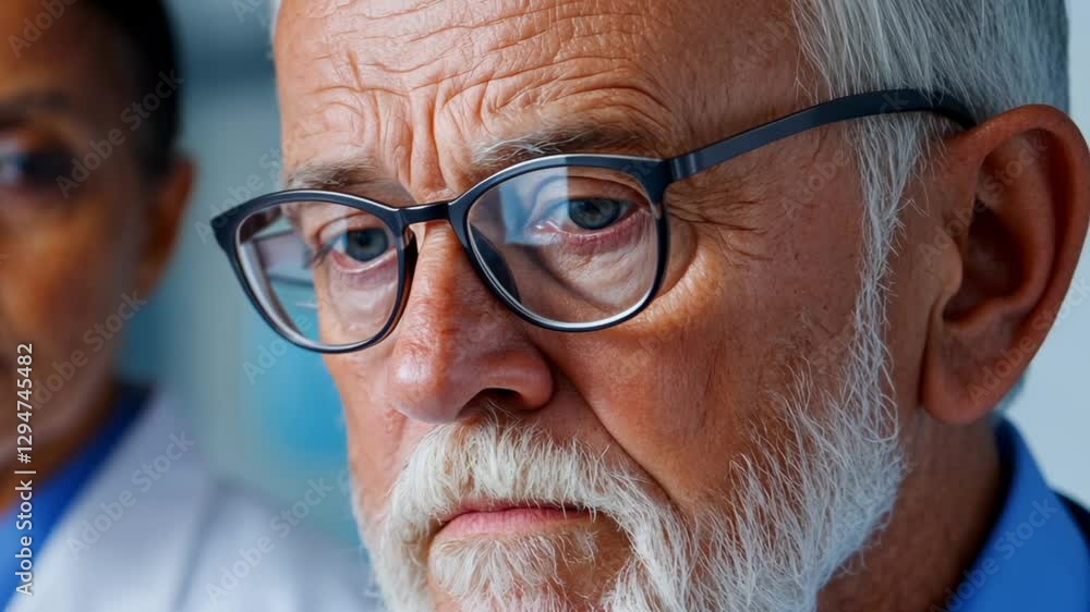 Senior physician discusses treatment options with concerned nurse in a clinical setting Senior physician discusses treatment options with concerned nurse in a clinical setting