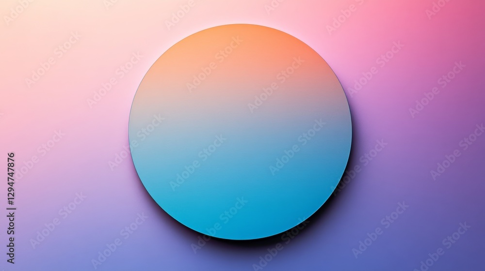 Fototapeta premium A sleek, see-through podium in a refreshing teal hue rests on the surface, encircled by a vivid purple aura. Gentle illumination highlights its glossy finish, lending it a mystical, futuristic