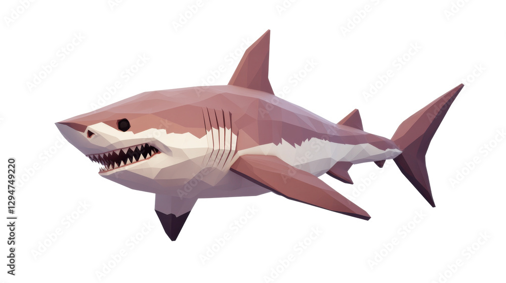 Obraz premium Dynamic shark encounter underwater 3d model ocean side view nature