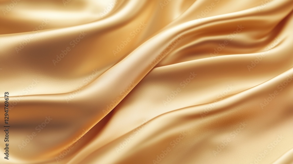 Fototapeta premium Golden silk fabric background. A pale light brown silk with a pale yellow. A gold gradient with a shimmering gold. Background of golden lifestyle silk fabric.