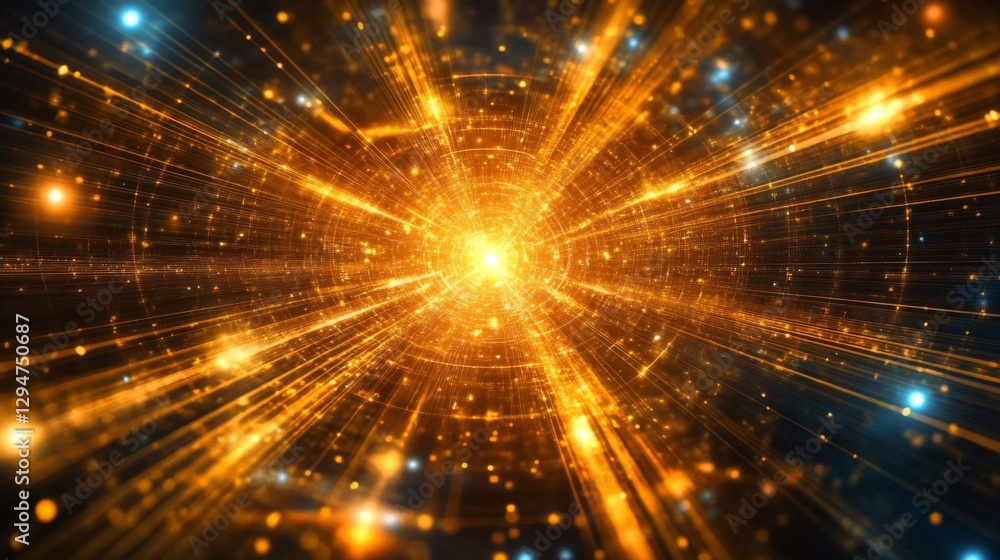 Abstract Golden and Blue Light Burst Background Abstract Golden and Blue Light Burst Background