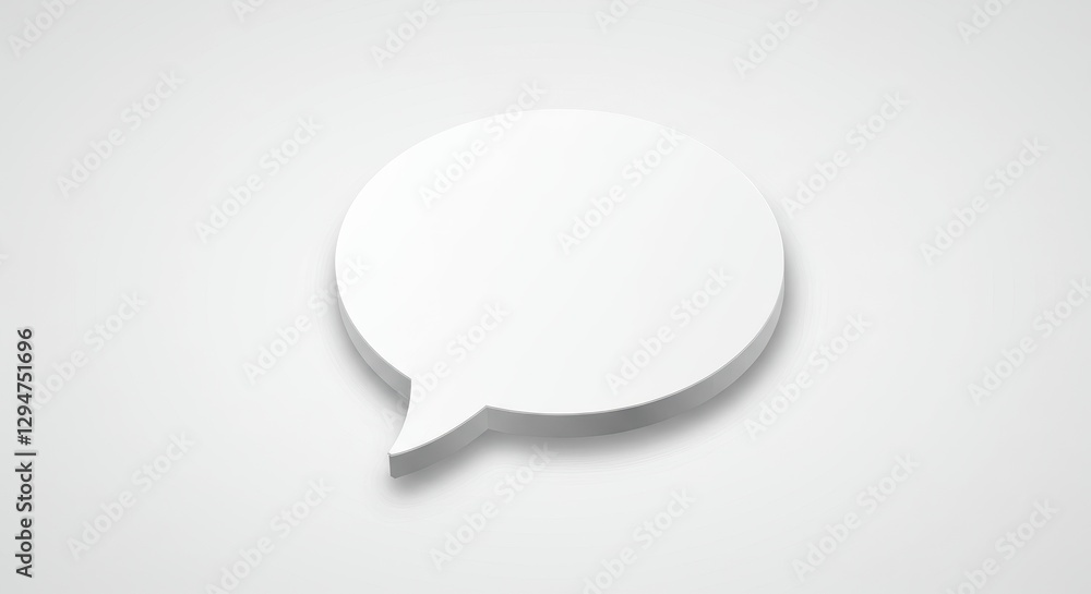 Blank White Speech Bubble 3D Render, Minimalist Communication Concept Blank White Speech Bubble 3D Render, Minimalist Communication Concept