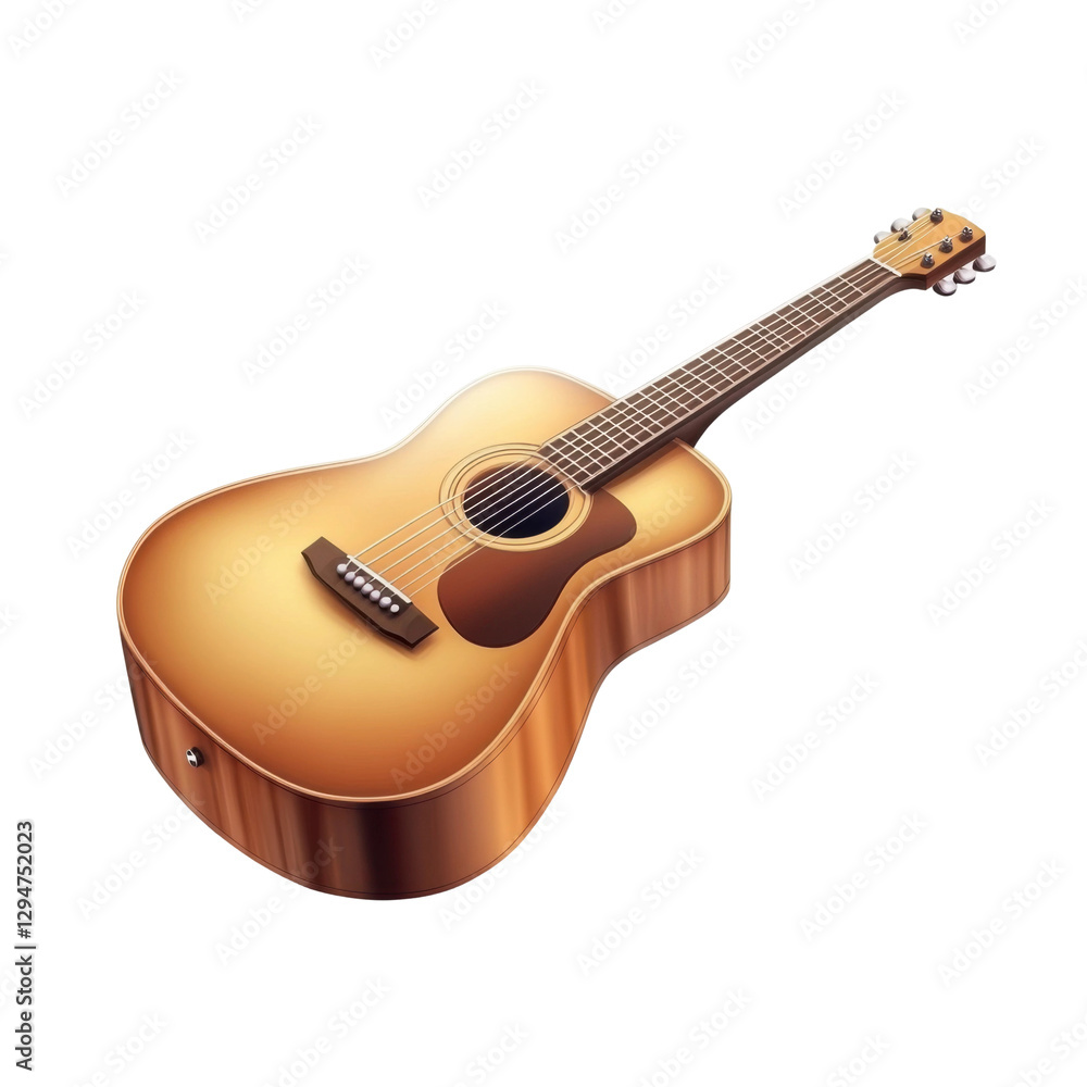 Fototapeta premium Playing acoustic guitar at home music practice cozy environment