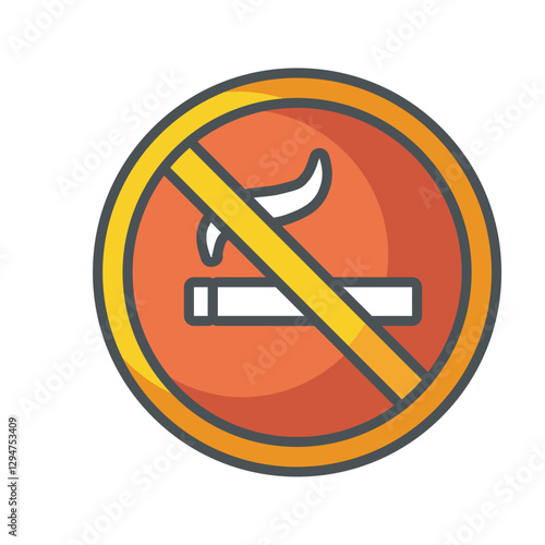 Vector illustration of a no smoking sign with a cigarette and red prohibition symbol representing a smoke-free area or tobacco-free zone